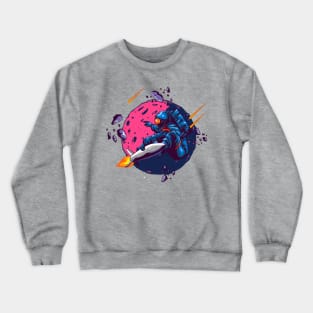 astronaut ride rocket illustration Crewneck Sweatshirt